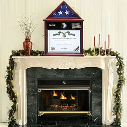 Flag Display Case Military Shadow Box Fits A Folded 3'X5' Army Navy Air Force Veterans Home Flown Flag With Certificate