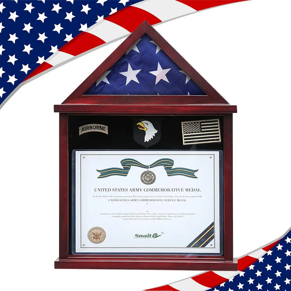 Flag Display Case Military Shadow Box Fits A Folded 3'X5' Army Navy Air Force Veterans Home Flown Flag With Certificate