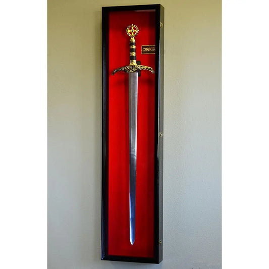 Vertical Long Sword Display Case Cabinet Wall Ra Claymore Long Swords Medieval 54""