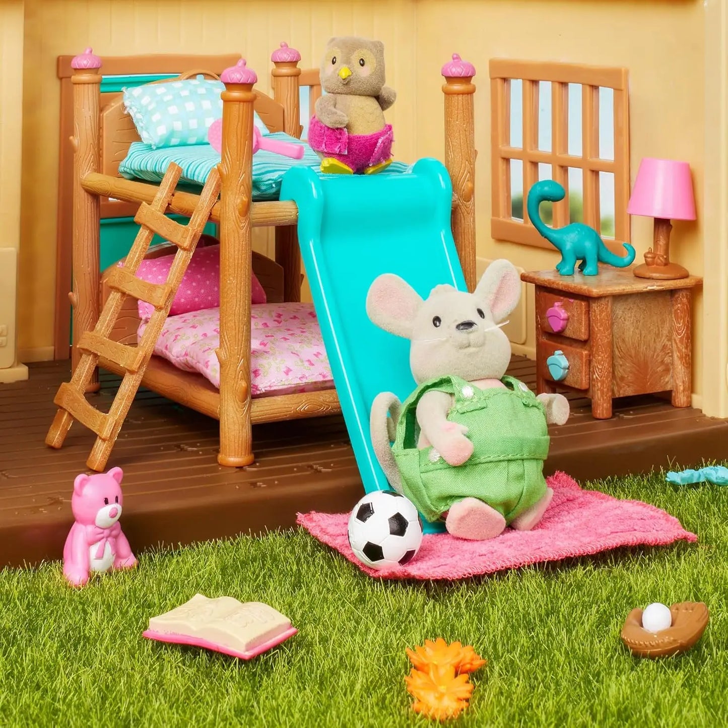 Bunk Beds Playset – Miniature Bedroom Furniture And Accessories – 18Pc Toy Set With Bed, Toys, Book, And More – Gifts For Kids