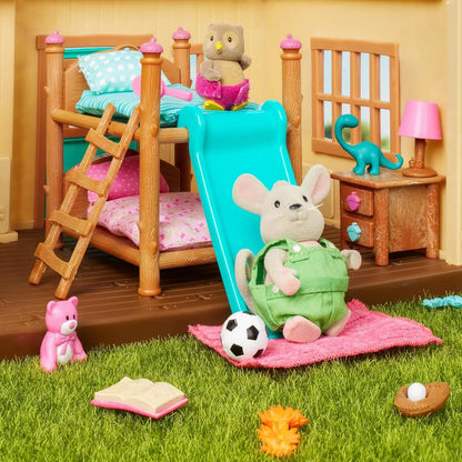 Bunk Beds Playset – Miniature Bedroom Furniture And Accessories – 18Pc Toy Set With Bed, Toys, Book, And More – Gifts For Kids