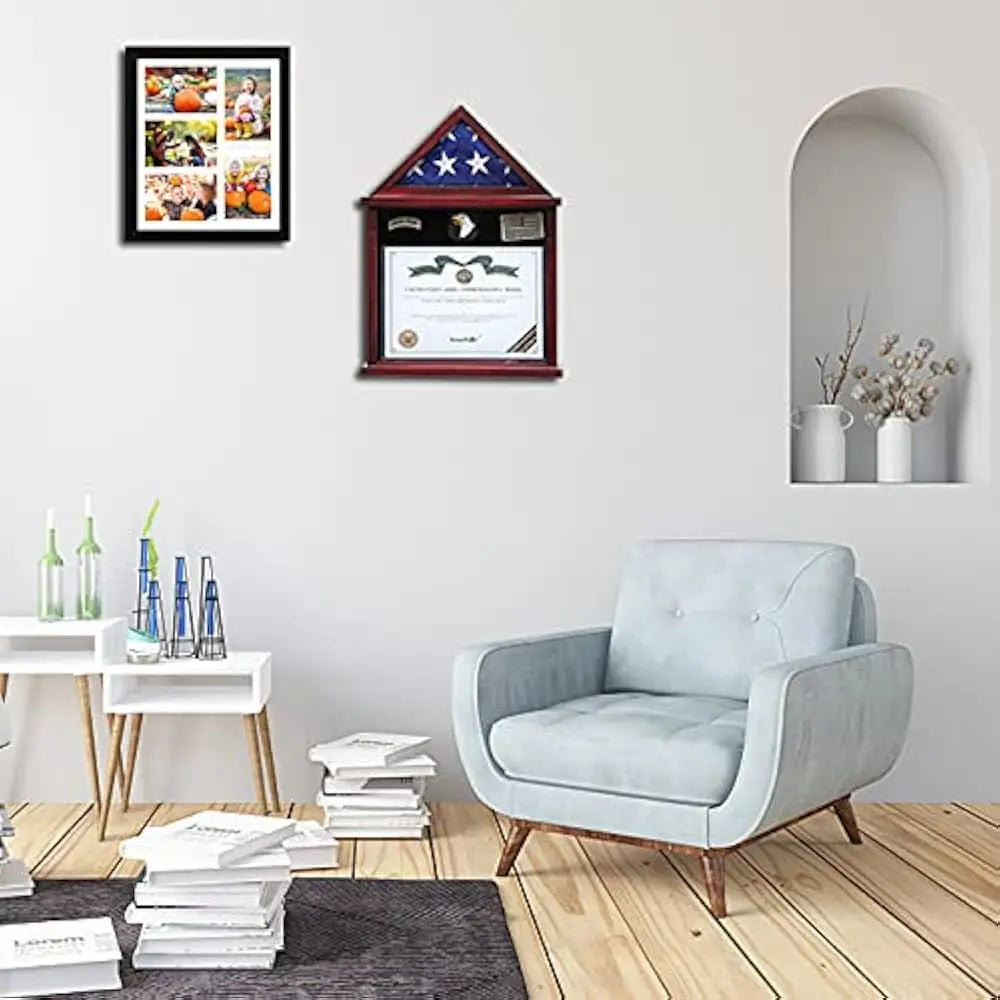 Flag Display Case Military Shadow Box Fits A Folded 3'X5' Army Navy Air Force Veterans Home Flown Flag With Certificate
